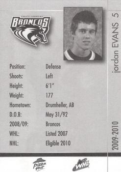 2009-10 Swift Current Broncos (WHL) #NNO Jordan Evans Back