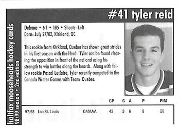 1998-99 Halifax Mooseheads (QMJHL) Second Edition #1 Tyler Reid Back