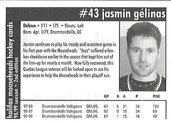 1998-99 Halifax Mooseheads (QMJHL) Second Edition #2 Jasmin Gelinas Back