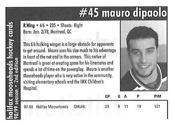 1998-99 Halifax Mooseheads (QMJHL) Second Edition #8 Mauro DiPaolo Back