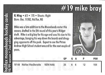 1998-99 Halifax Mooseheads (QMJHL) Second Edition #12 Mike Bray Back