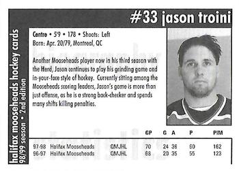 1998-99 Halifax Mooseheads (QMJHL) Second Edition #15 Jason Troini Back