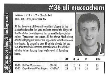 1998-99 Halifax Mooseheads (QMJHL) Second Edition #16 Ali MacEachern Back
