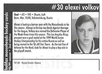 1998-99 Halifax Mooseheads (QMJHL) Second Edition #18 Alexei Volkov Back