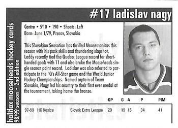 1998-99 Halifax Mooseheads (QMJHL) Second Edition #23 Ladislav Nagy Back
