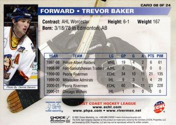 2001-02 Choice Peoria Rivermen (ECHL) #8 Trevor Baker Back