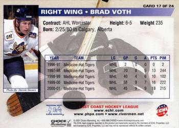 2001-02 Choice Peoria Rivermen (ECHL) #17 Brad Voth Back