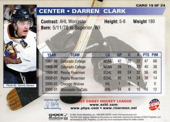 2001-02 Choice Peoria Rivermen (ECHL) #19 Darren Clark Back