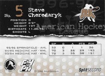 1996-97 SplitSecond Springfield Falcons (AHL) #NNO Steve Cheredaryk Back