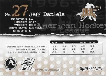 1996-97 SplitSecond Springfield Falcons (AHL) #NNO Jeff Daniels Back