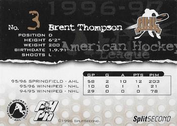 1996-97 SplitSecond Springfield Falcons (AHL) #NNO Brent Thompson Back