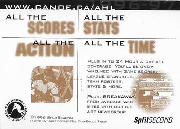 1996-97 SplitSecond Springfield Falcons (AHL) #NNO AHL Web Site Back