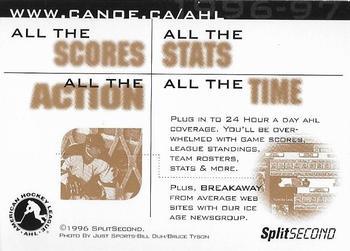 1996-97 SplitSecond Springfield Falcons (AHL) #NNO PHPA Web Site Back