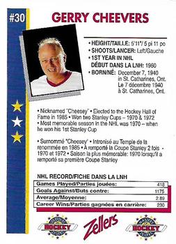 1994-95 Zellers Masters of Hockey #NNO Gerry Cheevers Back