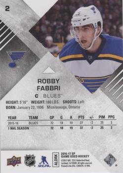 2016-17 SP Game Used - Rainbow Player Age #2 Robby Fabbri Back
