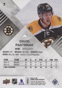 2016-17 SP Game Used - Rainbow Player Age #7 David Pastrnak Back