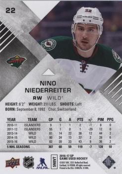2016-17 SP Game Used - Rainbow Player Age #22 Nino Niederreiter Back