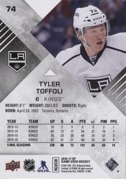 2016-17 SP Game Used - Rainbow Player Age #74 Tyler Toffoli Back