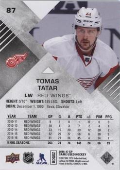 2016-17 SP Game Used - Rainbow Player Age #87 Tomas Tatar Back