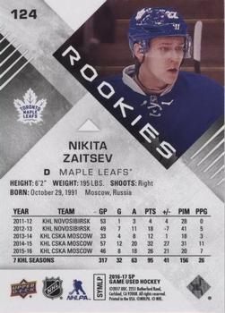 2016-17 SP Game Used - Rainbow Player Age #124 Nikita Zaitsev Back