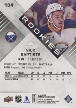 2016-17 SP Game Used - Rainbow Player Age #134 Nick Baptiste Back