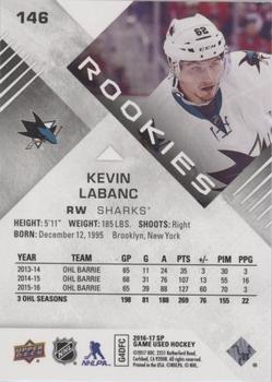 2016-17 SP Game Used - Rainbow Player Age #146 Kevin Labanc Back