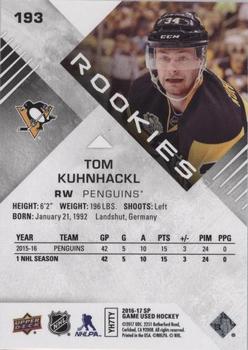 2016-17 SP Game Used - Rainbow Player Age #193 Tom Kuhnhackl Back