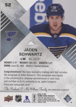2016-17 SP Game Used - Blue Autographs #52 Jaden Schwartz Back