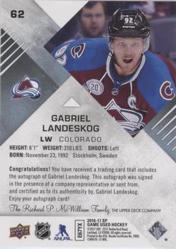 2016-17 SP Game Used - Blue Autographs #62 Gabriel Landeskog Back