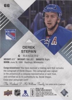 2016-17 SP Game Used - Blue Autographs #66 Derek Stepan Back