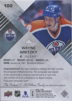 2016-17 SP Game Used - Blue Autographs #100 Wayne Gretzky Back