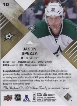 2016-17 SP Game Used - Gold Material #10 Jason Spezza Back