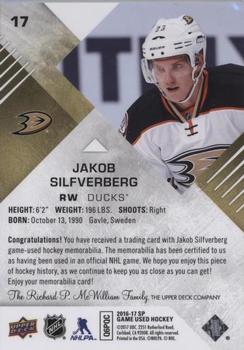 2016-17 SP Game Used - Gold Material #17 Jakob Silfverberg Back