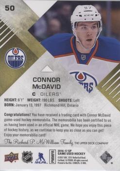 2016-17 SP Game Used - Gold Material #50 Connor McDavid Back