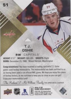 2016-17 SP Game Used - Gold Material #51 T.J. Oshie Back