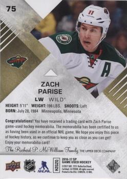 2016-17 SP Game Used - Gold Material #75 Zach Parise Back
