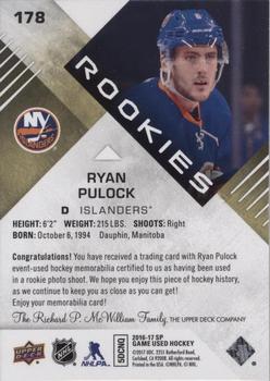 2016-17 SP Game Used - Gold Material #178 Ryan Pulock Back