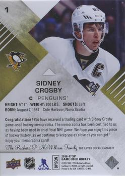 2016-17 SP Game Used - Gold Material Spectrum Premium #1 Sidney Crosby Back