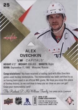 2016-17 SP Game Used - Gold Material Spectrum Premium #25 Alexander Ovechkin Back