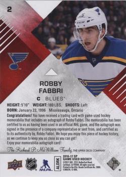 2016-17 SP Game Used - Red Autograph Material #2 Robby Fabbri Back