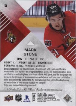 2016-17 SP Game Used - Red Autograph Material #5 Mark Stone Back