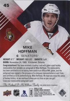 2016-17 SP Game Used - Red Autograph Material #45 Mike Hoffman Back