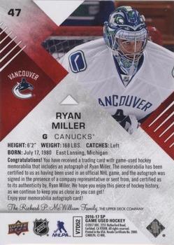 2016-17 SP Game Used - Red Autograph Material #47 Ryan Miller Back
