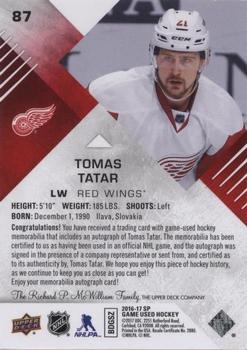 2016-17 SP Game Used - Red Autograph Material #87 Tomas Tatar Back