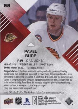 2016-17 SP Game Used - Red Autograph Material #99 Pavel Bure Back