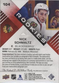 2016-17 SP Game Used - Red Autograph Material #104 Nick Schmaltz Back