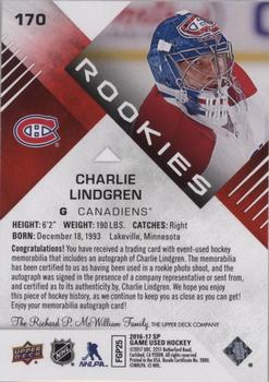 2016-17 SP Game Used - Red Autograph Material #170 Charlie Lindgren Back
