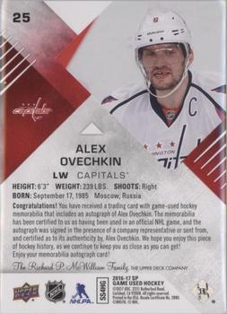 2016-17 SP Game Used - Red Autograph Material Spectrum Premium #25 Alexander Ovechkin Back