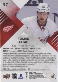 2016-17 SP Game Used - Red Autograph Material Spectrum Premium #87 Tomas Tatar Back