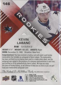 2016-17 SP Game Used - Red Autograph Material Spectrum Premium #146 Kevin Labanc Back